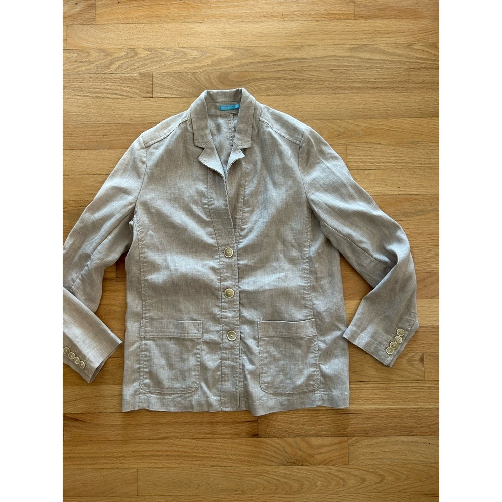 J.Mclaughlin Linen blend jacketā blazer Sz S oatmeal beige Womens Preppy